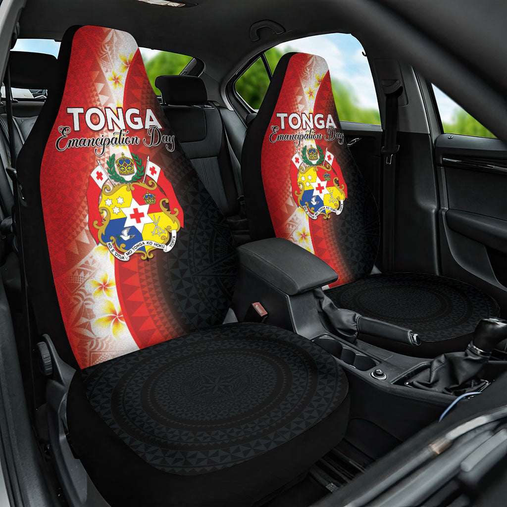 Tonga Emancipation Day Car Seat Cover Tongan Ngatu Pattern With Plumeria