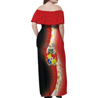 Personalised Tonga Emancipation Day Family Matching Off Shoulder Maxi Dress and Hawaiian Shirt Tongan Ngatu Pattern With Plumeria