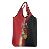 Tonga Emancipation Day Grocery Bag Tongan Ngatu Pattern With Plumeria