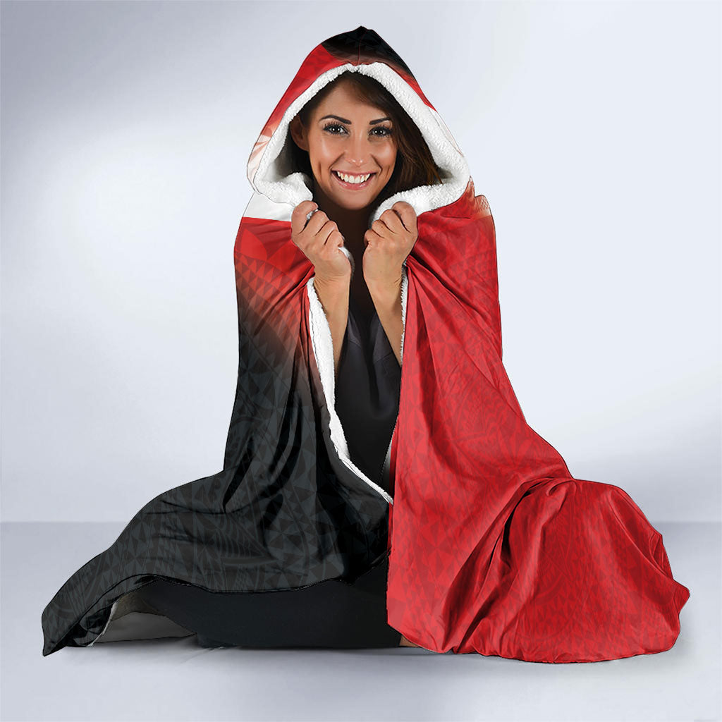 Tonga Emancipation Day Hooded Blanket Tongan Ngatu Pattern With Plumeria