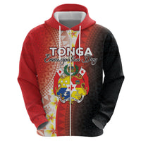 Personalised Tonga Emancipation Day Hoodie Tongan Ngatu Pattern With Plumeria