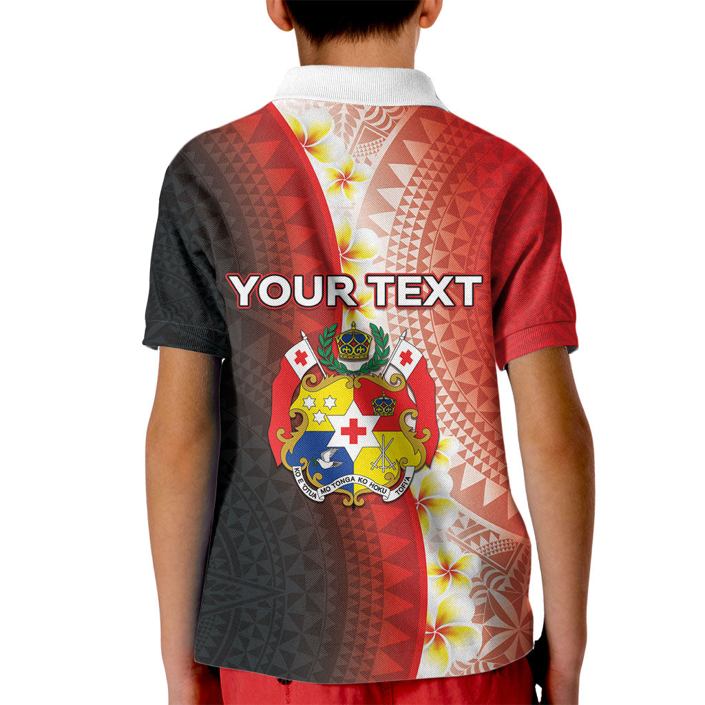 Personalised Tonga Emancipation Day Kid Polo Shirt Tongan Ngatu Pattern With Plumeria