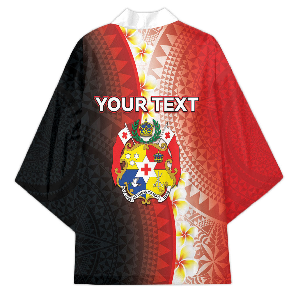 Personalised Tonga Emancipation Day Kimono Tongan Ngatu Pattern With Plumeria
