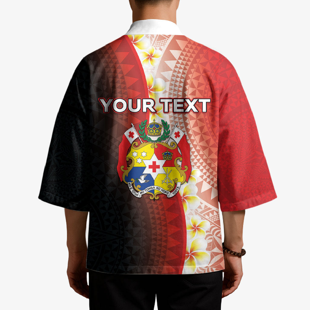 Personalised Tonga Emancipation Day Kimono Tongan Ngatu Pattern With Plumeria