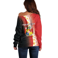 Personalised Tonga Emancipation Day Off Shoulder Sweater Tongan Ngatu Pattern With Plumeria
