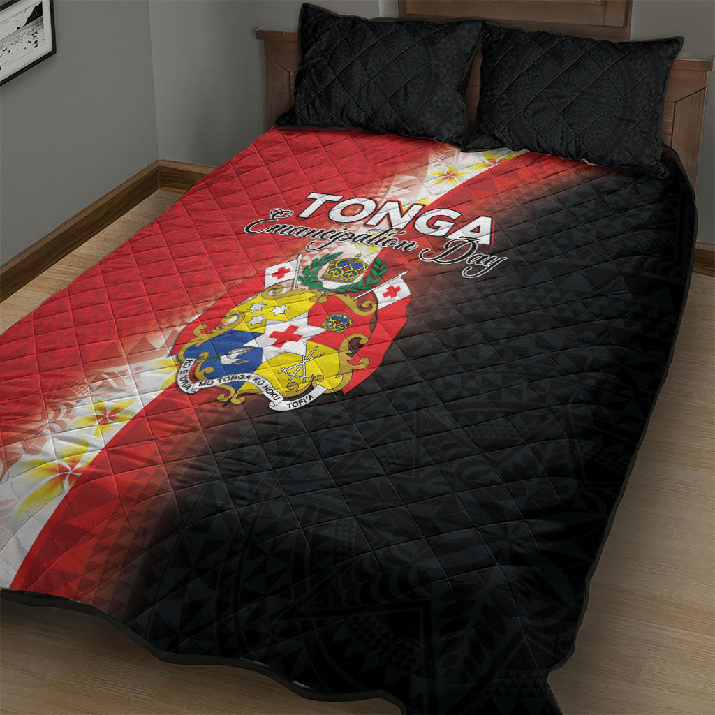 Tonga Emancipation Day Quilt Bed Set Tongan Ngatu Pattern With Plumeria