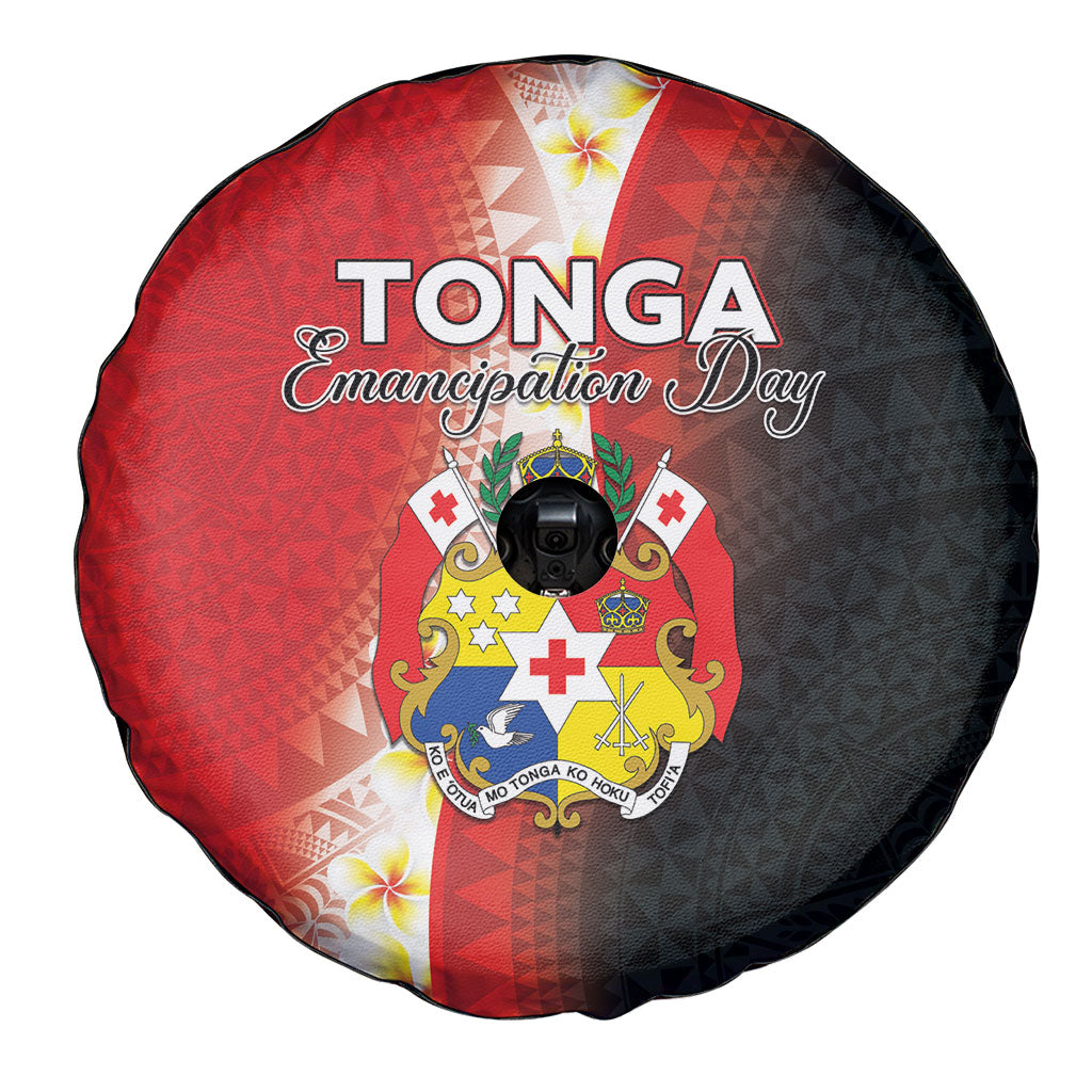 Tonga Emancipation Day Spare Tire Cover Tongan Ngatu Pattern With Plumeria