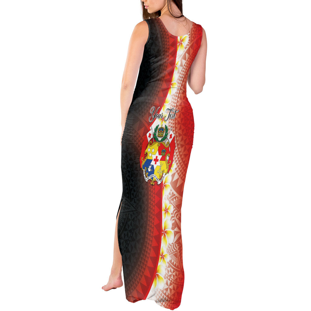 Personalised Tonga Emancipation Day Tank Maxi Dress Tongan Ngatu Pattern With Plumeria