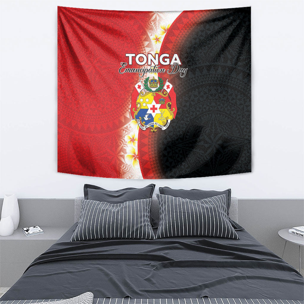 Tonga Emancipation Day Tapestry Tongan Ngatu Pattern With Plumeria