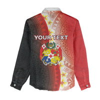 Personalised Tonga Emancipation Day Women Casual Shirt Tongan Ngatu Pattern With Plumeria
