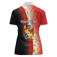 Personalised Tonga Emancipation Day Women Polo Shirt Tongan Ngatu Pattern With Plumeria
