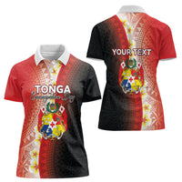 Personalised Tonga Emancipation Day Women Polo Shirt Tongan Ngatu Pattern With Plumeria