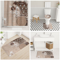 Tonga Ngatu Motifs Bathroom Set With Coat Of Arms Beige