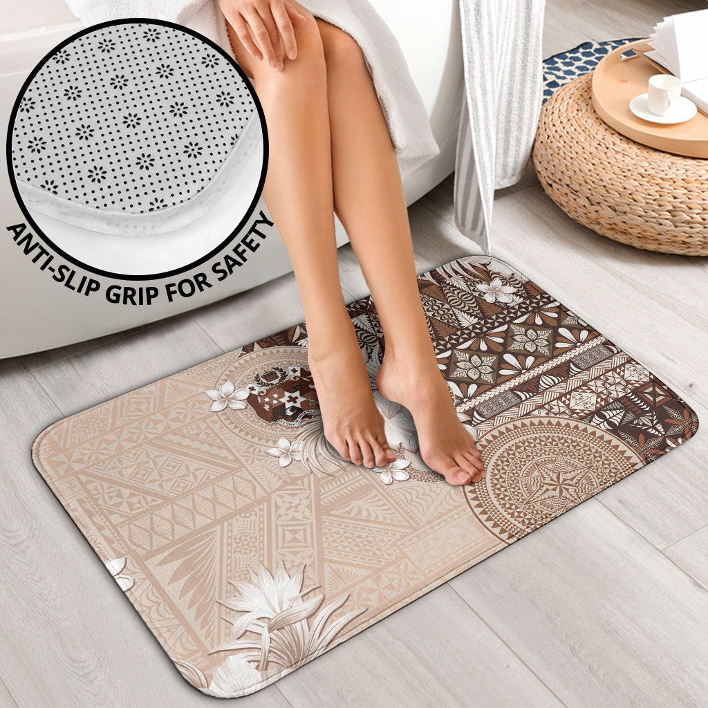 Tonga Ngatu Motifs Bathroom Set With Coat Of Arms Beige