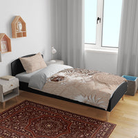 Tonga Ngatu Motifs Bedding Set With Coat Of Arms Beige
