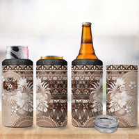 Tonga Ngatu Motifs 4 in 1 Can Cooler Tumbler With Coat Of Arms Beige