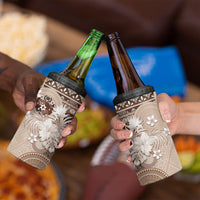 Tonga Ngatu Motifs 4 in 1 Can Cooler Tumbler With Coat Of Arms Beige
