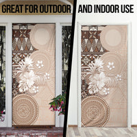 Tonga Ngatu Motifs Door Cover With Coat Of Arms Beige