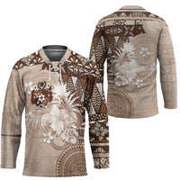 Tonga Ngatu Motifs Hockey Jersey With Coat Of Arms Beige