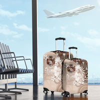 Tonga Ngatu Motifs Luggage Cover With Coat Of Arms Beige