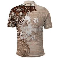 Tonga Ngatu Motifs Polo Shirt With Coat Of Arms Beige
