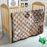 Tonga Ngatu Motifs Quilt With Coat Of Arms Beige
