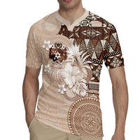 Tonga Ngatu Motifs Rugby Jersey With Coat Of Arms Beige