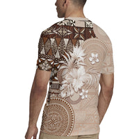 Tonga Ngatu Motifs Rugby Jersey With Coat Of Arms Beige