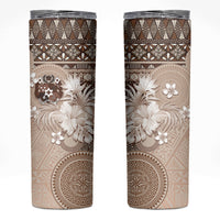 Tonga Ngatu Motifs Skinny Tumbler With Coat Of Arms Beige