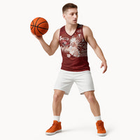 Tonga Ngatu Motifs Basketball Jersey With Coat Of Arms Red