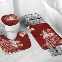 Tonga Ngatu Motifs Bathroom Set With Coat Of Arms Red