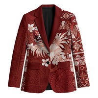Tonga Ngatu Motifs Blazer With Coat Of Arms Red
