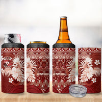Tonga Ngatu Motifs 4 in 1 Can Cooler Tumbler With Coat Of Arms Red
