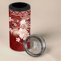 Tonga Ngatu Motifs 4 in 1 Can Cooler Tumbler With Coat Of Arms Red