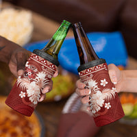Tonga Ngatu Motifs 4 in 1 Can Cooler Tumbler With Coat Of Arms Red