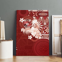 Tonga Ngatu Motifs Canvas Wall Art With Coat Of Arms Red