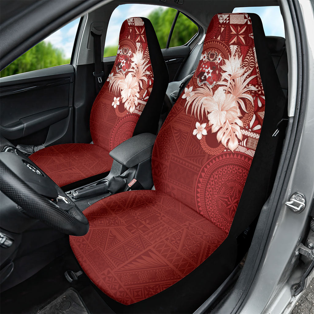 Tonga Ngatu Motifs Car Seat Cover With Coat Of Arms Red