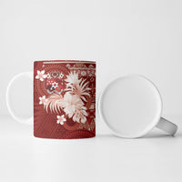 Tonga Ngatu Motifs Ceramic Mug With Coat Of Arms Red