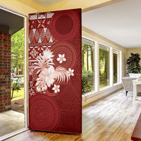 Tonga Ngatu Motifs Door Cover With Coat Of Arms Red