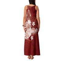 Tonga Ngatu Motifs Family Matching Tank Maxi Dress and Hawaiian Shirt With Coat Of Arms Red LT05 - Polynesian Pride