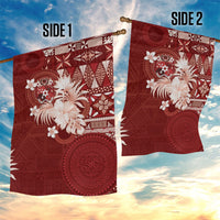 Tonga Ngatu Motifs Garden Flag With Coat Of Arms Red