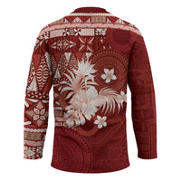 Tonga Ngatu Motifs Hockey Jersey With Coat Of Arms Red