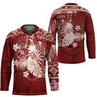 Tonga Ngatu Motifs Hockey Jersey With Coat Of Arms Red
