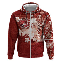 Tonga Ngatu Motifs Hoodie With Coat Of Arms Red