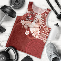 Tonga Ngatu Motifs Men Tank Top With Coat Of Arms Red