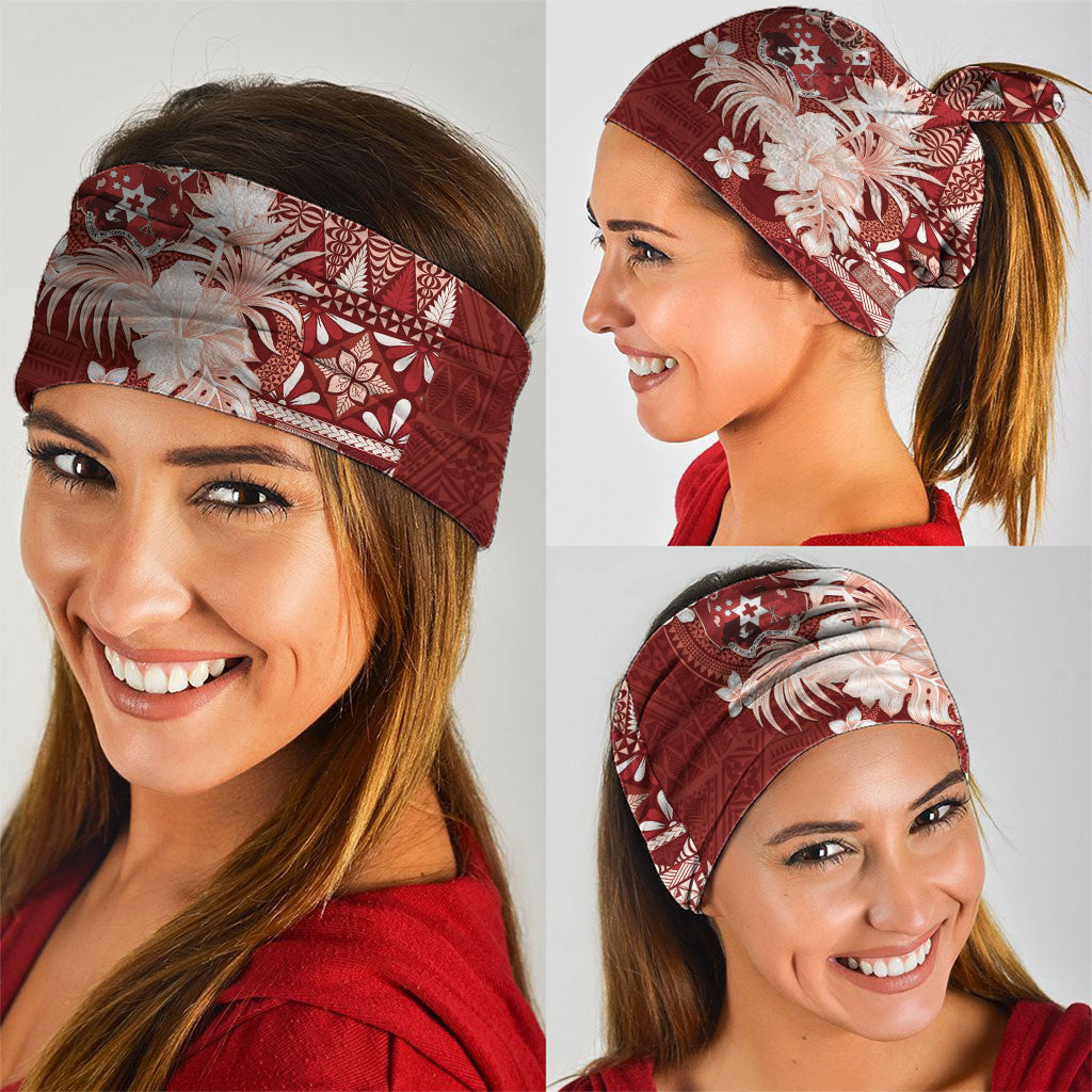 Tonga Ngatu Motifs Neck Gaiter With Coat Of Arms Red