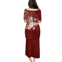 Tonga Ngatu Motifs Puletasi With Coat Of Arms Red