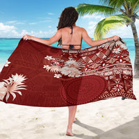 Tonga Ngatu Motifs Sarong With Coat Of Arms Red