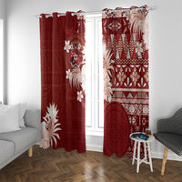 Tonga Ngatu Motifs Window Curtain With Coat Of Arms Red