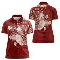 Tonga Ngatu Motifs Women Polo Shirt With Coat Of Arms Red